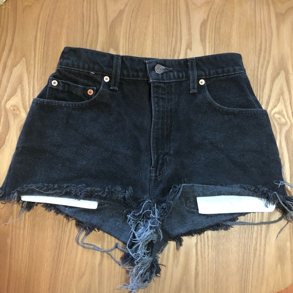Levi’s High-Waisted Black Denim Shorts
